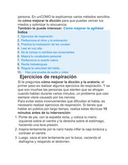 Ejercicios para Mejorar la Dicción | PDF