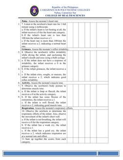 APGAR Score Procedure Checklist | PDF | Self-Improvement | Wellness
