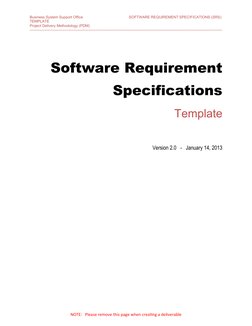 Business System Support Office 
SOFTWARE REQUIREMENT SPECIFICATIONS (SRS) 
TEMPLATE
Project Delivery Methodology (PDM)
------