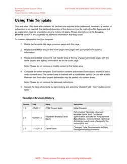 Business System Support Office 
SOFTWARE REQUIREMENT SPECIFICATIONS (SRS) 
TEMPLATE
Project Delivery Methodology (PDM)
------