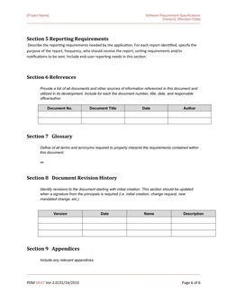[Project Name]
Software Requirement Specifications
[Version]  [Revision Date]
-----------------------------------------------
