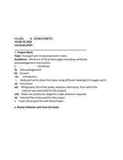 CLASS    X ASSIGNMENT- 
MARCH 2020  
GEOGRAPHY   
___________________________________________________