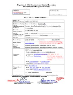 LEGEND: 
ALL CAPS BOLD TEXT - Notes 
Italicized text - Example 
Reference No: 
 
 
(to be filled up by DENR only) 
Department