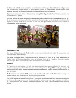 La danza de la diablada es una danza típica del departamento de Oruro, y es el nace del culto al maligno supay
con el diablo