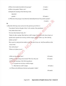 Grade 10 English Literature Test Paper | PDF | Language Arts & Discipline