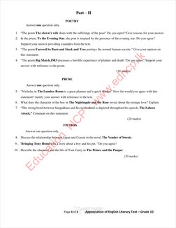 Grade 10 English Literature Test Paper | PDF | Language Arts & Discipline