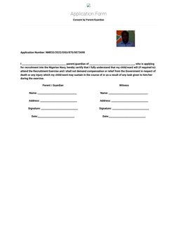 Application Form
Consent by Parent/Guardian
 
Application Number: NNR33/2022/OGU/870/0073698
I ______________________________