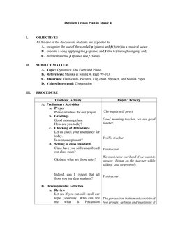 Dynamics in Music: Grade 4 Lesson Plan | PDF