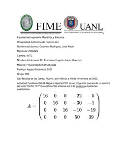 Facultad de Ingeniería Mecánica y Eléctrica    
Universidad Autónoma de Nuevo León    
Nombre del alumno: Guerrero Rodrí
