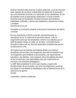 jóvenes requieren para alcanzar su pleno potencial, y que las escuelas
sean capaces de contribuir a desarrollar los pilares d