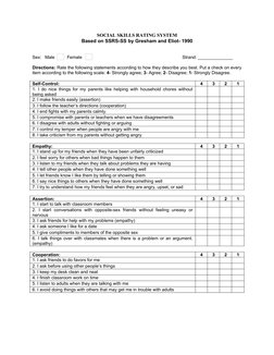 Social Skills Rating System Guide | PDF | Wellness