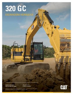 320 GC
EXCAVADORA HIDRÁULICA
Potencia del motor		
	
109 kW (146 hp)
Peso en orden de trabajo	
	
20 400 kg (45 000 lb)
El moto