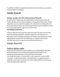 10 Golden Rules of GMP Compliance | PDF | Audit | Business