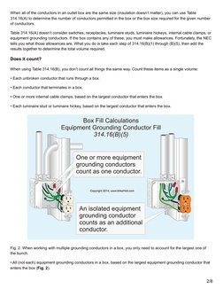 When all of the conductors in an outlet box are the same size (insulation doesn’t matter), you can use Table
314.16(A) to det