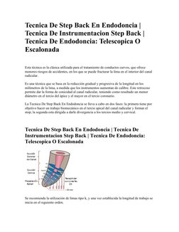 Tecnica De Step Back En Endodoncia | 
Tecnica De Instrumentacion Step Back | 
Tecnica De Endodoncia: Telescopica O 
Escalonad