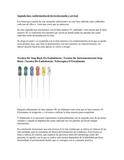 Segunda fase: conformación de los tercios medio y cervical
Las limas que a partir de este momento utilizaremos en esta fase,