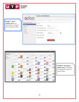 10
PASO 7:  En el 
séptimo paso, nos 
registramos o creamos 
una cuenta para Odoo 
PASO 8:  En nuestro 
último paso, navegamo
