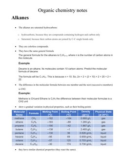 Class 10 Organic Chemistry Notes | PDF | Alkane | Alkene