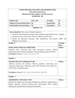 COA Syllabus for Computer Science 2024 | PDF | Central Processing Unit ...