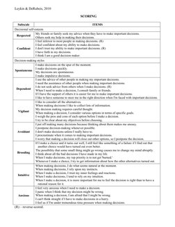 General Decision Making Questionnaire.pdf Decision Styles Assessment Questionnaire | PDF | Decision Making | Choice