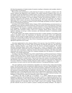 felt about the preparation of student teachers for practice teaching in elementary and secondary schools in
Cagayan Valley's