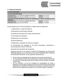 11. Flujos de revisiones 
FLUJO DE REVISIONES 
PLAN DE AUDITORÍA INICIAL 
REVISADO POR 
JEFA DE COMISIÓN AUDITORA 
FE
