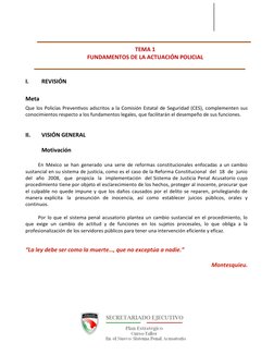 TEMA 1
FUNDAMENTOS DE LA ACTUACIÓN POLICIAL
I.
REVISIÓN
Meta
Que los Policías Preventivos adscritos a la Comisión Estatal de