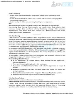 RGPV Data Mining & Warehousing Notes | PDF | Data Warehouse | Metadata