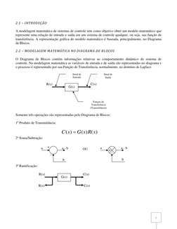 1 
2.1 – INTRODUÇÃO 
 
A modelagem matemática de sistemas de controle tem como objetivo obter um modelo matemático que 
rep