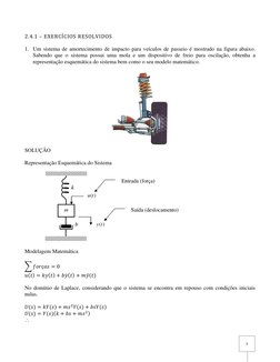 5 
2.4.1 – EXERCÍCIOS RESOLVIDOS 
 
1. Um sistema de amortecimento de impacto para veículos de passeio é mostrado na figura