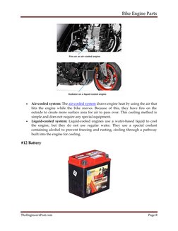 Bike Engine Parts 
 
TheEngineersPost.com 
Page 8 
 
 
 
Air-cooled system: The air-cooled system  (https://www.theengineers