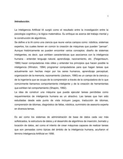 Introducción.
La Inteligencia Artificial IA surgió como el resultado entre la investigación entre la
psicología cognitiva y l