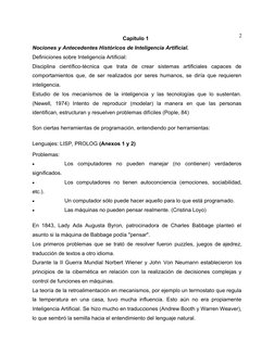 Capítulo 1
Nociones y Antecedentes Históricos de Inteligencia Artificial.
Definiciones sobre Inteligencia Artificial:
Discipl