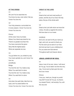 AT THE CROSS
V1
Oh Lord You've searched me
You know my way, even when I fail you
I know You love me
V2
Your holy presence, su