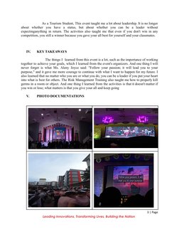 As a Tourism Student, This event taught me a lot about leadership. It is no longer
about
whether
you
have a status, but about