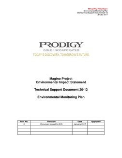 MAGINO PROJECT 
 
 
 
Environmental Monitoring Plan 
EIS Technical Support Document 20-13 
January 2017 
 
 
 
 
 
 
Magino P