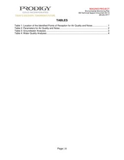 MAGINO PROJECT 
 
 
 
Environmental Monitoring Plan 
EIS Technical Support Document 20-13 
January 2017 
 
 
Page | iii 
 
TA