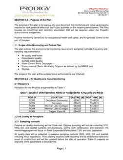 MAGINO PROJECT 
 
 
 
Environmental Monitoring Plan 
EIS Technical Support Document 20-13 
January 2017 
 
 
Page | 1 
 
SECT