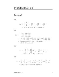 PROBLEM SET 2.1
Problem 1
(a)
|A|
=

1
2
3
2
3
4
3
4
5

= 1

3
4
4
5
 −2

2
4
3
5
 + 3

2
3
3