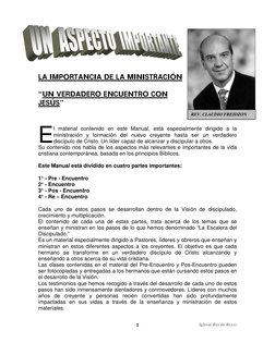 Iglesia Rey de Reyes 
1 
 
 
 
 
 
 
LA IMPORTANCIA DE LA MINISTRACIÓN  
 
“UN VERDADERO ENCUENTRO CON 
JESÚS”  
 
l material