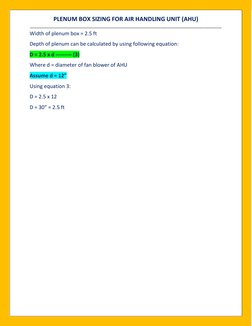 PLENUM BOX SIZING FOR AIR HANDLING UNIT (AHU) 
______________________________________________________________________________