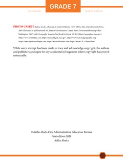 GRADE 7
Social Studies
Student TextBook
PHOTO CREDIT: Bahru zewde, A history of modern Ethiopia (1855-1991), Adis Ababa Unive