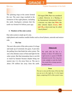 Unit One
Physical Characteristics of the Earth
3
GRADE 7
The spinning rings at the center formed 
the sun. The outer rings re