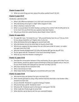 Holes Guided Reading Questions and Tasks | PDF