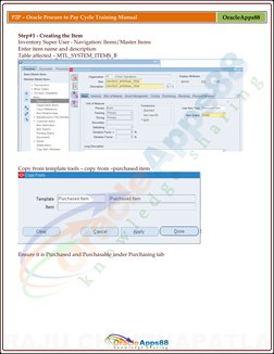 P2P – Oracle Procure to Pay Cycle Training Manual 
OracleApps88 
Step#1 - Creating the Item 
Inventory Super User - Navig