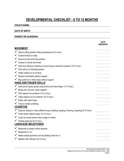Look See Checklist Developmental Checklists: Birth to Five | PDF | Early Childhood | Childhood