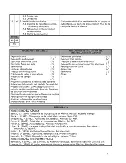 3 
    6.2 Producción 
    6.2 Utilidades 
6 
6 7. Medición de resultados 
    7.1 Sistema de resultado (antes,
