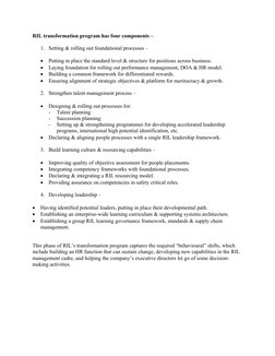 RIL transformation program has four components –
1. Setting & rolling out foundational processes – 

Putting in place the st