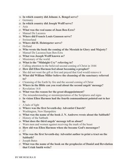 19. In which country did Johann A. Bengel serve?

Germany
20. In which country did Joseph Wolff serve?

Asia
21. What was t