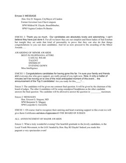 Emcee 3: MESSAGE
            Hon. Eric D. Singson, CityMayor of Candon
Former Governor Luis Chavit singson
             SPM M